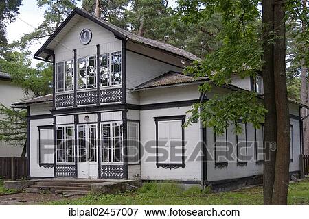 Stock Photo - "White old wooden house, Turaidas iela, Jurmala, Latvia, Baltic states, Europe". Fotosearch