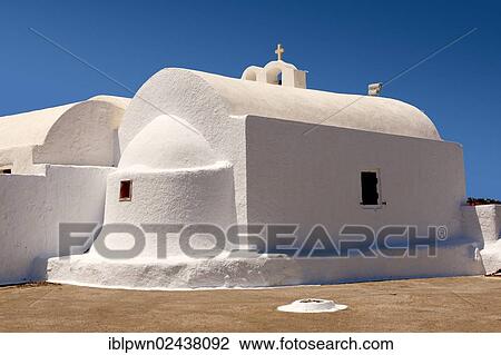 Stock Image - "White Orthodox chapel of Oia, Santorini, Greece, Europe". Fotosearch