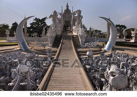 "White Temple, entrance of Wat Rong Khun by Chalermchai Kositpipat, Chiang Rai, Northern Thailand, Thailand, Asia" View Large Photo Image Stock Photograph - "White Temple, entrance of Wat Rong Khun by Chalermchai Kositpipat, Chiang Rai, Northern Thailand, Thailand, Asia". Fotosearch