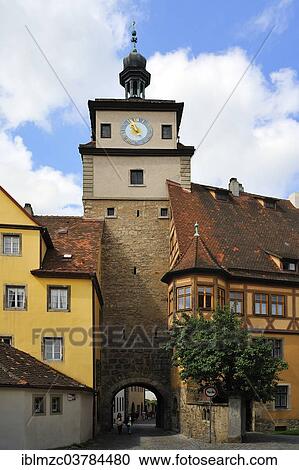 Stock Image - "White Tower, 12th - 13th century, Rothenburg ob der Tauber, Middle Franconia, Bavaria, Germany, Europe". Fotosearch