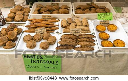 "Wholemeal bakery products at the evening market in Fornells, Fornells, Minorca, Balearic Islands, Spain, Europe" View Large Photo Image Stock Image - "Wholemeal bakery products at the evening market in Fornells, Fornells, Minorca, Balearic Islands, Spain, Europe". Fotosearch
