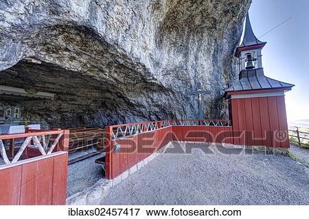 "Wildkirchli with altar cave underneath Mount Ebenalp, Wasserauen, Appenzell Innerrhoden or Appenzell Inner Rhodes, Switzerland, Europe, PublicGround, Europe" View Large Photo Image Stock Photo - "Wildkirchli with altar cave underneath Mount Ebenalp, Wasserauen, Appenzell Innerrhoden or Appenzell Inner Rhodes, Switzerland, Europe, PublicGround, Europe". Fotosearch
