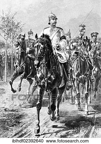 "Wilhelm II or William II, and his entourage on horseback, Frederick William Victor Albert of Prussia, 1859-1941, Hohenzollern dynasty, last German Emperor and King of Prussia" View Large Photo Image Stock Image - "Wilhelm II or William II, and his entourage on horseback, Frederick William Victor Albert of Prussia, 1859-1941, Hohenzollern dynasty, last German Emperor and King of Prussia". Fotosearch