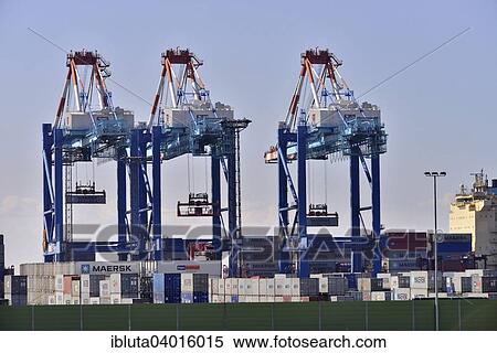 Stock Photography - "Wilhelm Kaisen Terminal, Container Terminal Bremerhaven, Bremerhaven, Bremen, Germany, Europe". Fotosearch