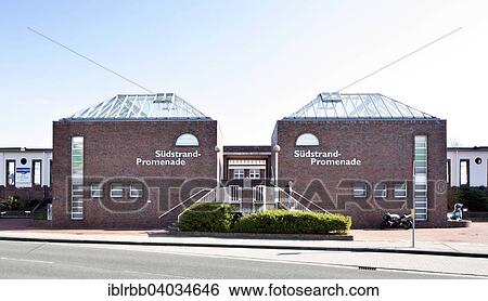 Stock Photograph - "Wilhelmshaven's South Beach Promenade, Sudstrandpromenade, with hotels and restaurants, Wilhelmshaven, Lower Saxony, Germany, Europe". Fotosearch