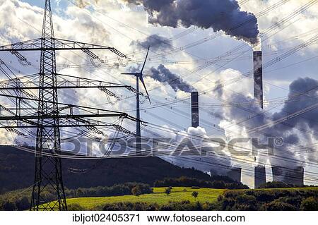 "Wind turbine on the Halde Scholven heap next to the E. ON coal-fired power plant Scholven, power lines, Gelsenkirchen, North Rhine-Westphalia, Germany, Europe" View Large Photo Image Stock Image - "Wind turbine on the Halde Scholven heap next to the E. ON coal-fired power plant Scholven, power lines, Gelsenkirchen, North Rhine-Westphalia, Germany, Europe". Fotosearch