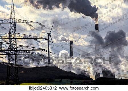 "Wind turbine on the Halde Scholven heap next to the E. ON coal-fired power plant Scholven, power lines, Gelsenkirchen, North Rhine-Westphalia, Germany, Europe" View Large Photo Image Stock Image - "Wind turbine on the Halde Scholven heap next to the E. ON coal-fired power plant Scholven, power lines, Gelsenkirchen, North Rhine-Westphalia, Germany, Europe". Fotosearch