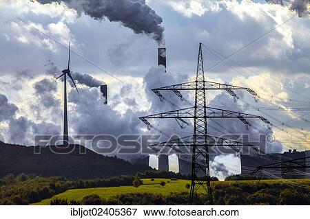 "Wind turbine on the Halde Scholven heap next to the E. ON coal-fired power plant Scholven, power lines, Gelsenkirchen, North Rhine-Westphalia, Germany, Europe" View Large Photo Image Stock Photo - "Wind turbine on the Halde Scholven heap next to the E. ON coal-fired power plant Scholven, power lines, Gelsenkirchen, North Rhine-Westphalia, Germany, Europe". Fotosearch
