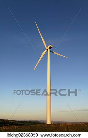 "Wind turbine on the Margeride mountains towards Ally, Haute Loire, Auvergne, France, Europe" View Large Photo Image Stock Photo - "Wind turbine on the Margeride mountains towards Ally, Haute Loire, Auvergne, France, Europe". Fotosearch