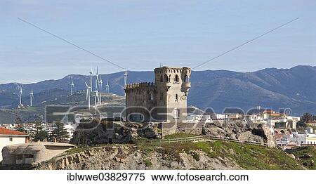 Stock Photography - "Wind turbines, Castillo de Santa Catalina, Tarifa, Province of Cadiz, Andalusia, Spain, Europe". Fotosearch