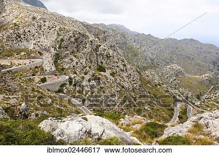 "Winding mountain road to Sa Calobra, Tramuntana mountains, Mallorca, Majorca, Balearic Islands, Spain, Europe" View Large Photo Image Stock Photo - "Winding mountain road to Sa Calobra, Tramuntana mountains, Mallorca, Majorca, Balearic Islands, Spain, Europe". Fotosearch