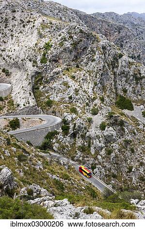 "Winding mountain road to Sa Calobra, Tramuntana mountain range, Sa Calobra, Serra de Tramuntana, Majorca, Balearic Islands, Spain, Europe" View Large Photo Image Stock Photograph - "Winding mountain road to Sa Calobra, Tramuntana mountain range, Sa Calobra, Serra de Tramuntana, Majorca, Balearic Islands, Spain, Europe". Fotosearch