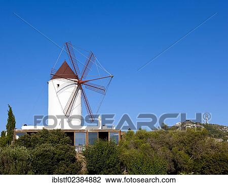 "Windmill, Es Mercadal, Menorca, Balearic Islands, Spain, Southern Europe, Europe" View Large Photo Image Stock Image - "Windmill, Es Mercadal, Menorca, Balearic Islands, Spain, Southern Europe, Europe". Fotosearch