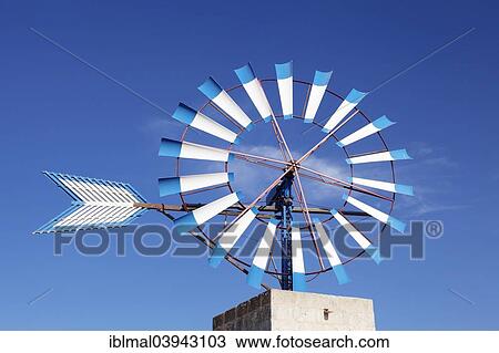 Stock Image - "Windmill near Campos, Majorca, Balearic Islands, Spain, Europe". Fotosearch