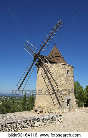 "Windmill, Saint-Saturnin-les-Apt, Provence, Region Provence-Alpes-Cote d? ÇÖAzur, France, Europe" View Large Photo Image Stock Photograph - "Windmill, Saint-Saturnin-les-Apt, Provence, Region Provence-Alpes-Cote d? ÇÖAzur, France, Europe". Fotosearch
