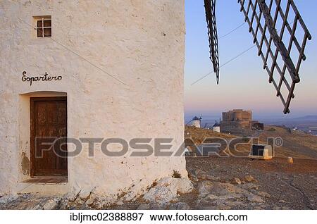 "Windmills and Castle of the Knights of St. John of Jerusalem, Consuegra, Toledo province, Route of Don Quixote, Castilla-La Mancha, Spain, Europe" View Large Photo Image Stock Photo - "Windmills and Castle of the Knights of St. John of Jerusalem, Consuegra, Toledo province, Route of Don Quixote, Castilla-La Mancha, Spain, Europe". Fotosearch