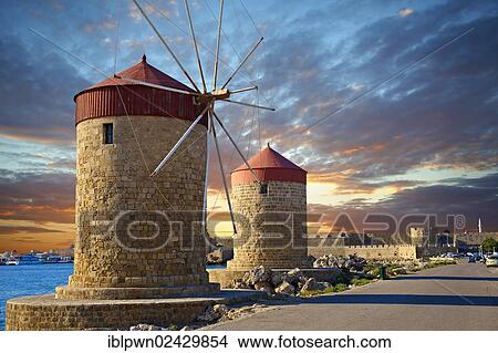 "Windmills and walls of Rhodes, UNESCO World Heritage Site, Greece, Europe" View Large Photo Image Picture - "Windmills and walls of Rhodes, UNESCO World Heritage Site, Greece, Europe". Fotosearch