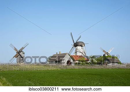 Stock Image - "Windmills, Angla, Saaremaa Island, Estonia, Baltic States, Europe". Fotosearch