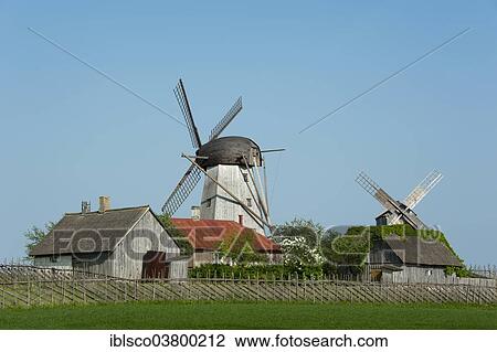 Stock Image - "Windmills, Angla, Saaremaa Island, Estonia, Baltic States, Europe". Fotosearch