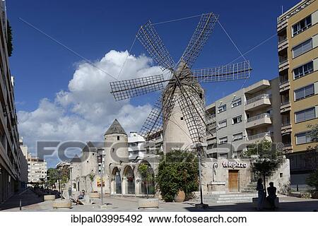 "Windmills, Carrer Industria, Pueblo Espanol, Palma de Majorca, Majorca, Balearic Islands, Spain, Europe" View Large Photo Image Stock Image - "Windmills, Carrer Industria, Pueblo Espanol, Palma de Majorca, Majorca, Balearic Islands, Spain, Europe". Fotosearch