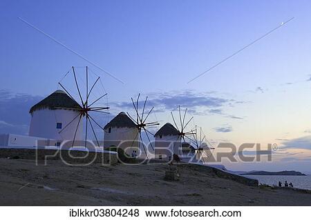 Stock Photo - "Windmills, Kato Mili, Mykonos Town, Mykonos, Cyclades, Greece, Europe". Fotosearch
