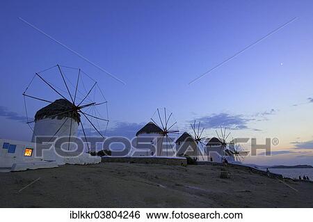 Stock Photograph - "Windmills, Kato Mili, Mykonos Town, Mykonos, Cyclades, Greece, Europe". Fotosearch
