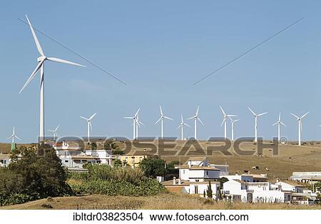 "Windmills on a wind farm at the hamlet of El Almarchal near Zahara de los Atunes, Cadiz province, Andalucia, Spain, Europe" View Large Photo Image Picture - "Windmills on a wind farm at the hamlet of El Almarchal near Zahara de los Atunes, Cadiz province, Andalucia, Spain, Europe". Fotosearch