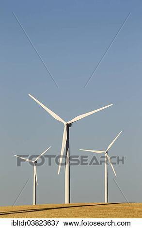 Stock Photo - "Windmills on a wind farm near Sanlucar de Barrameda, Cadiz province, Andalucia, Spain, Europe". Fotosearch