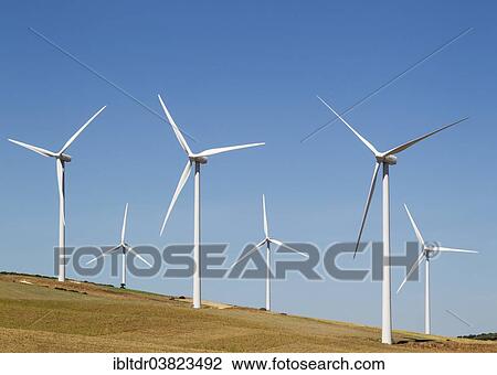 "Windmills on a wind farm near Zahara de los Atunes, Cadiz province, Andalucia, Spain, Europe" View Large Photo Image Stock Image - "Windmills on a wind farm near Zahara de los Atunes, Cadiz province, Andalucia, Spain, Europe". Fotosearch