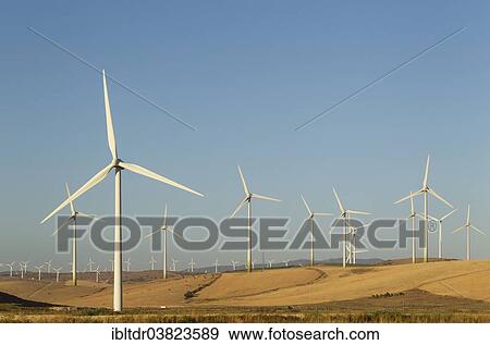 "Windmills on a wind farm near Zahara de los Atunes, Cadiz province, Andalucia, Spain, Europe" View Large Photo Image Stock Photo - "Windmills on a wind farm near Zahara de los Atunes, Cadiz province, Andalucia, Spain, Europe". Fotosearch