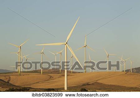 Stock Photo - "Windmills on a wind farm near Zahara de los Atunes, Cadiz province, Andalucia, Spain, Europe". Fotosearch