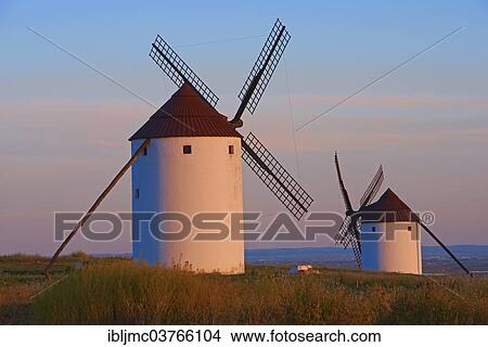 "Windmills, Route of Don Quixote, Mota del Cuervo, Castile-La Mancha, Spain, Europe" View Large Photo Image Picture - "Windmills, Route of Don Quixote, Mota del Cuervo, Castile-La Mancha, Spain, Europe". Fotosearch