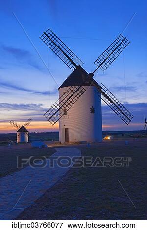 "Windmills, Route of Don Quixote, Mota del Cuervo, Castile-La Mancha, Spain, Europe" View Large Photo Image Stock Photo - "Windmills, Route of Don Quixote, Mota del Cuervo, Castile-La Mancha, Spain, Europe". Fotosearch