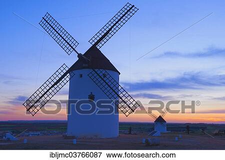 "Windmills, Route of Don Quixote, Mota del Cuervo, Castile-La Mancha, Spain, Europe" View Large Photo Image Stock Photo - "Windmills, Route of Don Quixote, Mota del Cuervo, Castile-La Mancha, Spain, Europe". Fotosearch