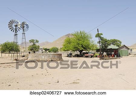 Stock Photo - "Windmills, water tank, Duwisib, Namibia, Africa". Fotosearch