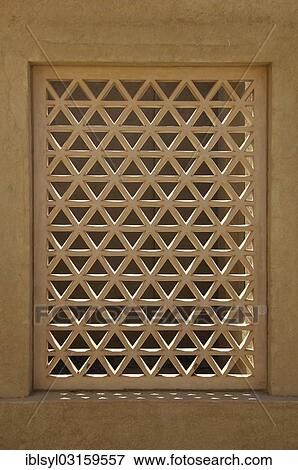 Stock Photo - "Window grate, Anantara Qasr Al Sarab Hotel, Rub al Khali, Emirate of Abu Dhabi, United Arab Emirates, Asia". Fotosearch