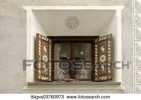 "Window of an Engadin house decorated with Sgraffito, Scuol, Canton of Graubunden, Switzerland, Europe" View Large Photo Image Stock Image - "Window of an Engadin house decorated with Sgraffito, Scuol, Canton of Graubunden, Switzerland, Europe". Fotosearch