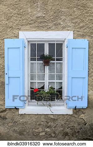 "Window with bright blue shutters and potted plants, Prebois, Isere, Rhone-Alpes, France, Europe" View Large Photo Image Stock Image - "Window with bright blue shutters and potted plants, Prebois, Isere, Rhone-Alpes, France, Europe". Fotosearch