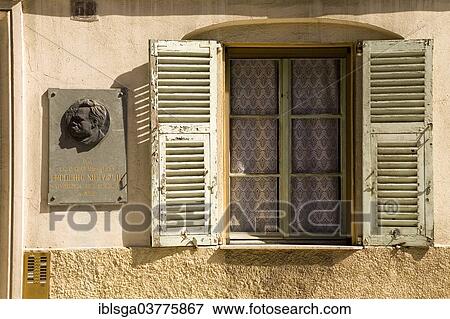 "Window with shutters on the house of Rue Catherine Segurane 38, first quarter of Friedrich Nietzsche, Nice, Provence-Alpes-Cote d’Azur, France, Europe" View Large Photo Image Stock Photo - "Window with shutters on the house of Rue Catherine Segurane 38, first quarter of Friedrich Nietzsche, Nice, Provence-Alpes-Cote d’Azur, France, Europe". Fotosearch