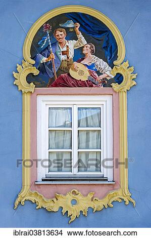"Window with stucco and Luftlmalerei, Mittenwald, Werdenfelser Land, Upper Bavaria, Bavaria, Germany, Europe" View Large Photo Image Picture - "Window with stucco and Luftlmalerei, Mittenwald, Werdenfelser Land, Upper Bavaria, Bavaria, Germany, Europe". Fotosearch
