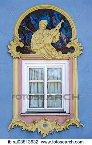 "Window with stucco and Luftlmalerei, Mittenwald, Werdenfelser Land, Upper Bavaria, Bavaria, Germany, Europe" View Large Photo Image Stock Image - "Window with stucco and Luftlmalerei, Mittenwald, Werdenfelser Land, Upper Bavaria, Bavaria, Germany, Europe". Fotosearch