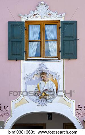 "Window with stucco and Luftlmalerei, Mittenwald, Werdenfelser Land, Upper Bavaria, Bavaria, Germany, Europe" View Large Photo Image Stock Photography - "Window with stucco and Luftlmalerei, Mittenwald, Werdenfelser Land, Upper Bavaria, Bavaria, Germany, Europe". Fotosearch