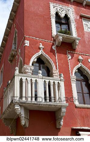 Stock Photo - "Windows and balcony of a Venetian house, Piran, Slovenia, Europe". Fotosearch