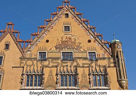 "Windows, murals and six statues of electoral princes, town hall, 15th Century, Ulm, Baden-Wurttemberg, Germany, Europe" View Large Photo Image Picture - "Windows, murals and six statues of electoral princes, town hall, 15th Century, Ulm, Baden-Wurttemberg, Germany, Europe". Fotosearch