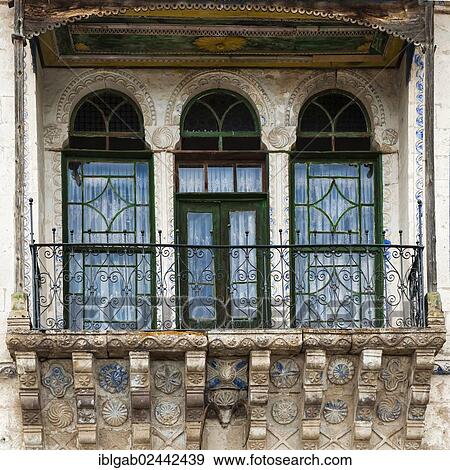Stock Photo - "Windows of an old Greek house hotel, Mustafapasa, Cappadocia, Anatolia, Turkey, Asia". Fotosearch