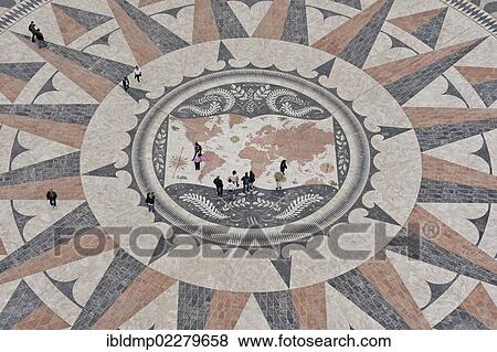 "Windrose mosaic at the foot of the Padrao dos Descobrimentos or Monument to the Discoveries, in Belem, Lisbon, Portugal, Europe" View Large Photo Image Stock Photo - "Windrose mosaic at the foot of the Padrao dos Descobrimentos or Monument to the Discoveries, in Belem, Lisbon, Portugal, Europe". Fotosearch