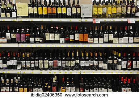 "Wine on the shelves of a supermarket, United Kingdom, Europe" View Large Photo Image Stock Image - "Wine on the shelves of a supermarket, United Kingdom, Europe". Fotosearch