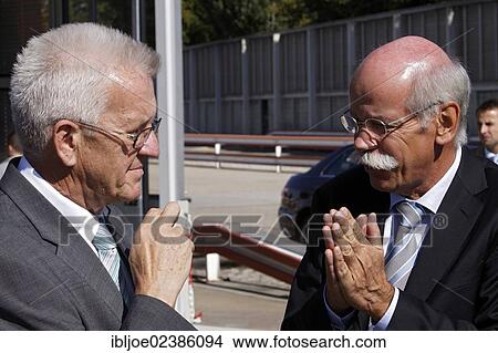 "Winfried Kretschmann, Minister-President of Baden-Wuerttemberg, member of the Green party, visiting Dr. Dieter Zetsche, right, Chairman of the Board of Management of Daimler AG, Stuttgart, Baden-Wuerttemberg, Germany, Europe" View Large Photo Image Picture - "Winfried Kretschmann, Minister-President of Baden-Wuerttemberg, member of the Green party, visiting Dr. Dieter Zetsche, right, Chairman of the Board of Management of Daimler AG, Stuttgart, Baden-Wuerttemberg, Germany, Europe". Fotosearch