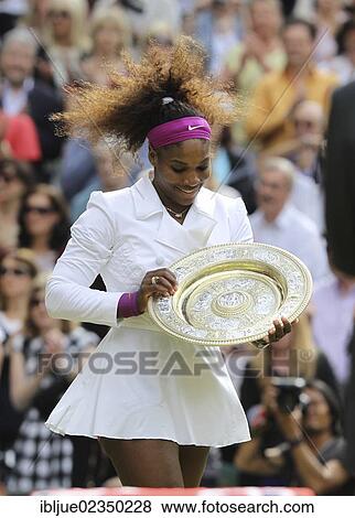 "Winners ceremony, champion Serena Williams, USA, holding the winner's silver salver, women's final, Wimbledon Championships 2012 AELTC, ITF Grand Slam Tennis Tournament, London, England, United Kingdom, Europe" View Large Photo Image Stock Photo - "Winners ceremony, champion Serena Williams, USA, holding the winner's silver salver, women's final, Wimbledon Championships 2012 AELTC, ITF Grand Slam Tennis Tournament, London, England, United Kingdom, Europe". Fotosearch