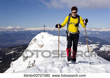 "Winter hiker on the summit ridge of Jochgrimm, overlooking the summit of Weisshorn Mountain, South Tyrol province, Trentino-Alto Adige, Italy, Europe" View Large Photo Image Stock Photography - "Winter hiker on the summit ridge of Jochgrimm, overlooking the summit of Weisshorn Mountain, South Tyrol province, Trentino-Alto Adige, Italy, Europe". Fotosearch